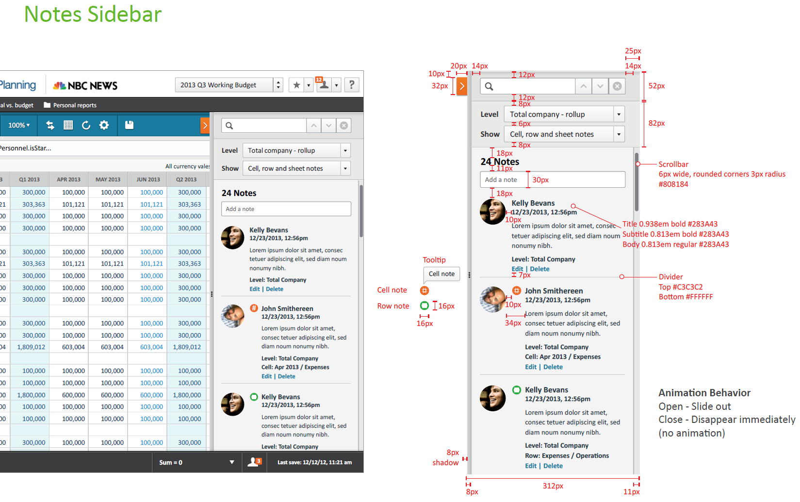 Adaptive sheet notes