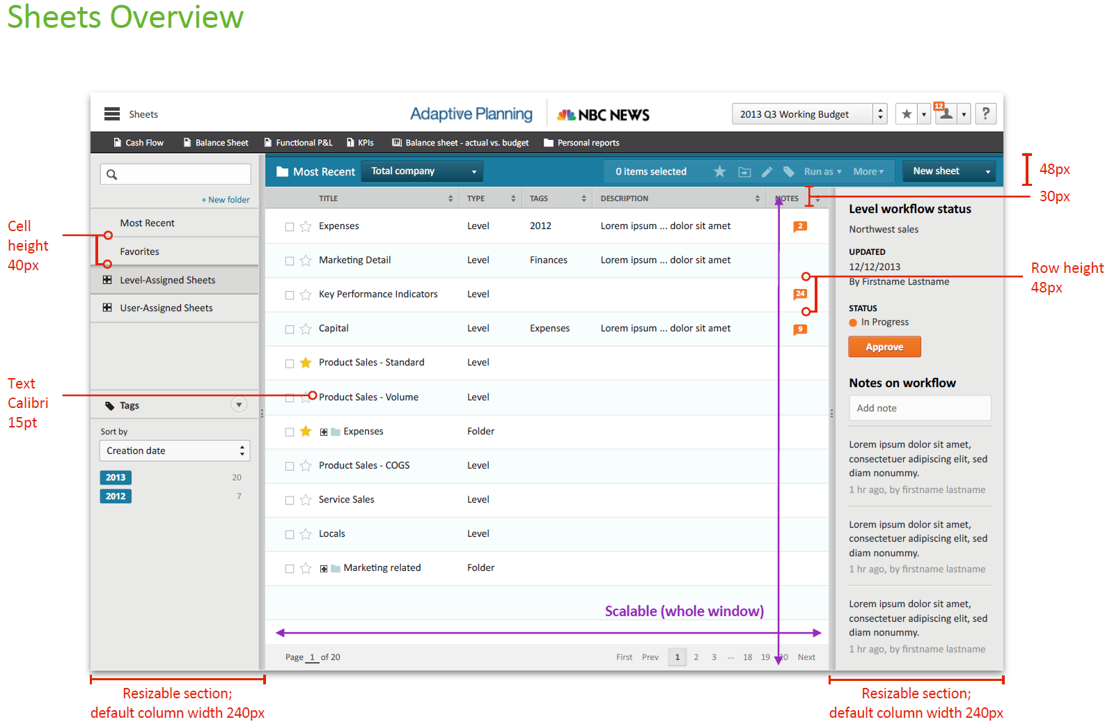 Adaptive Sheets overview architecture